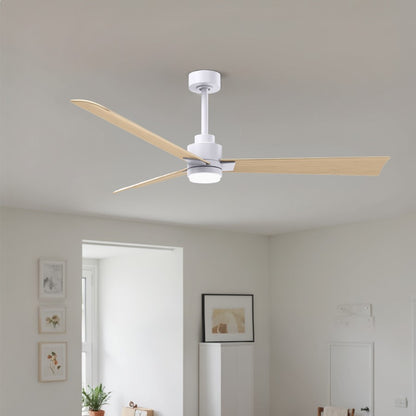 Matthews Fan Alessandra 56in 1-Light 3-Blade Ceiling Fan | Transitional Matte White and Light Maple Tone ABS | Outdoor Wet | Model AKLK-MWH-LM-56