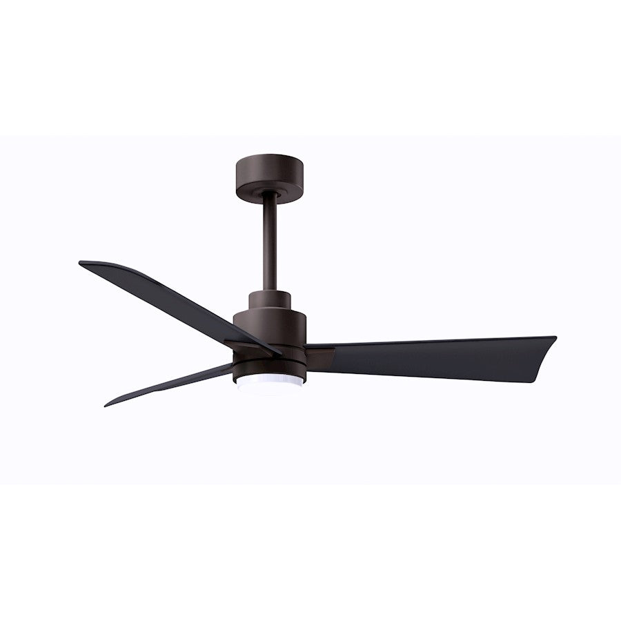Matthews Fans Alessandra 42in 1-Light Ceiling Fan | Transitional Textured Bronze and Walnut ABS Blades | Bedroom & Office | Model AKLK-TB-WN-42