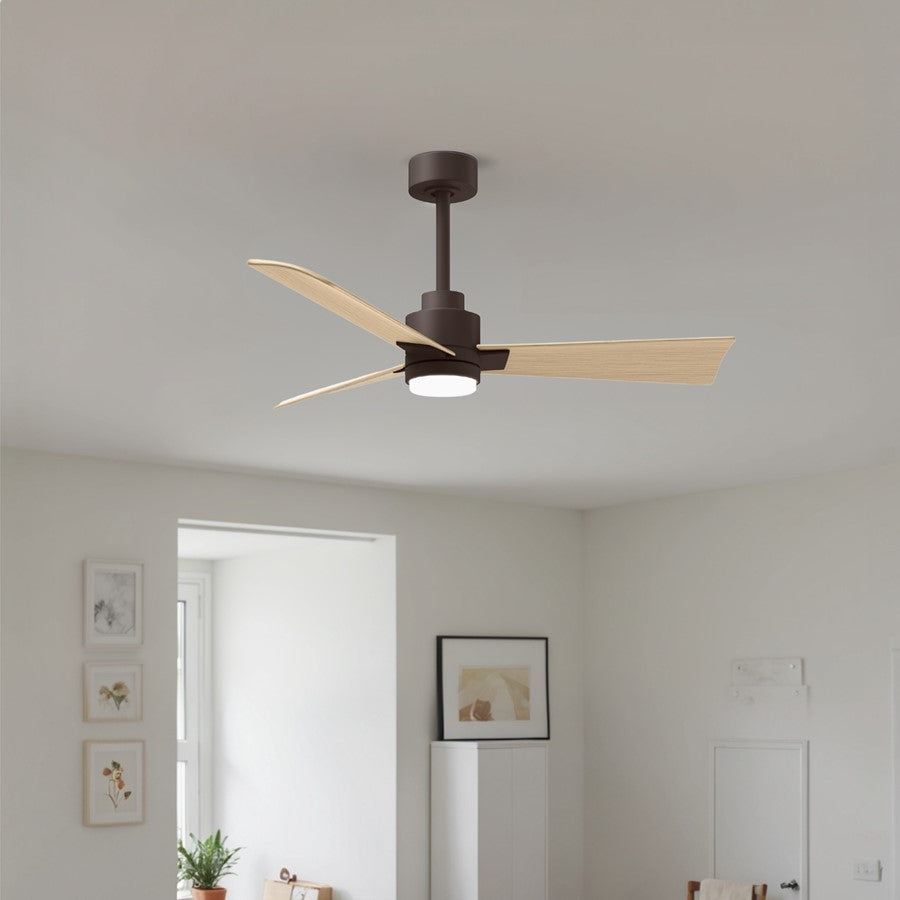 Matthews Fans Alessandra 42in 3-Blade Ceiling Fan | Transitional Textured Bronze and Light Maple ABS | Great Rooms & Open | Model AKLK-TB-LM-42