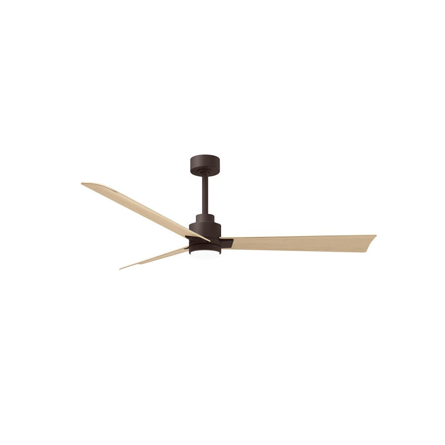 Matthews Fans Alessandra 56in 3-Blade Ceiling Fan | Transitional Textured Bronze and Light Maple ABS | Great Rooms & Open | Model AKLK-TB-LM-56