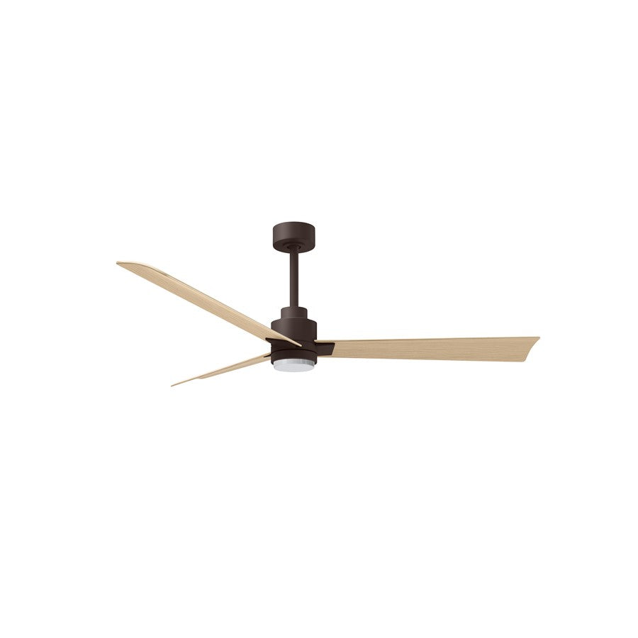 Matthews Fans Alessandra 56in 3-Blade Ceiling Fan | Transitional Textured Bronze and Light Maple ABS | Great Rooms & Open | Model AKLK-TB-LM-56