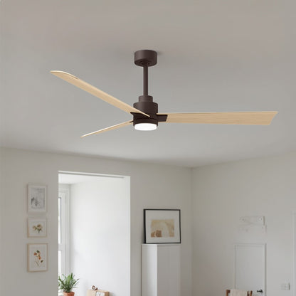 Matthews Fans Alessandra 56in 3-Blade Ceiling Fan | Transitional Textured Bronze and Light Maple ABS | Great Rooms & Open | Model AKLK-TB-LM-56