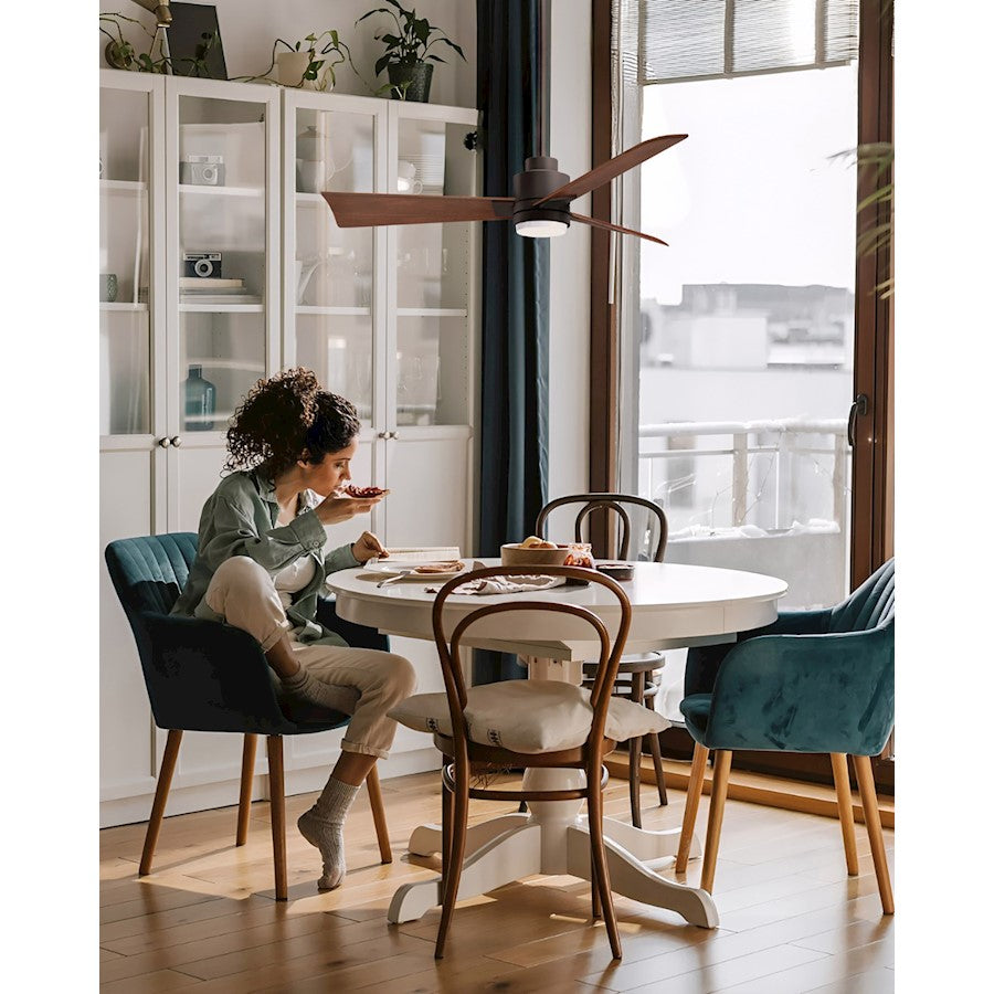 Matthews Fans Alessandra 42in 1-Light Ceiling Fan | Transitional Textured Bronze and Walnut ABS Blades | Bedroom & Office | Model AKLK-TB-WN-42