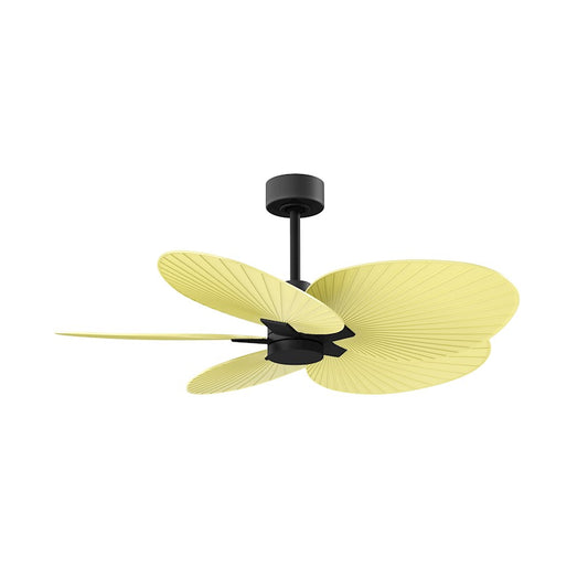 Matthews Fans Alessandra Tropical 48in 5-Blade Ceiling Fan | Transitional Matte Black and Light Yellow ABS Blades | Covered Patio | Model AKTP-BK-YE