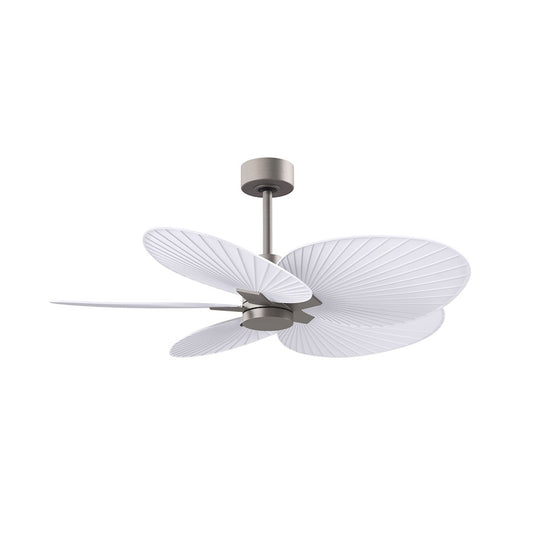 Matthews Fans Alessandra Tropical 48in 5-Blade Ceiling Fan | Transitional Brushed Nickel and Matte White ABS | Covered Patio | Model AKTP-BN-MWH