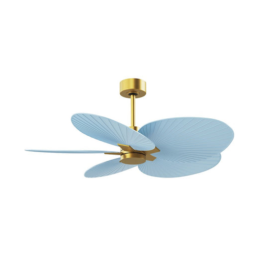 Matthews Fans Alessandra Tropical 48in 5-Blade Ceiling Fan | Transitional Brushed Brass and Light Blue ABS Blades | Covered | Model AKTP-BRBR-BL