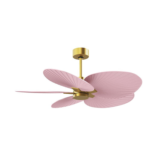 Matthews Fans Alessandra Tropical 48in 5-Blade Ceiling Fan | Transitional Brushed Brass and Light Pink ABS Blades | Covered | Model AKTP-BRBR-PI