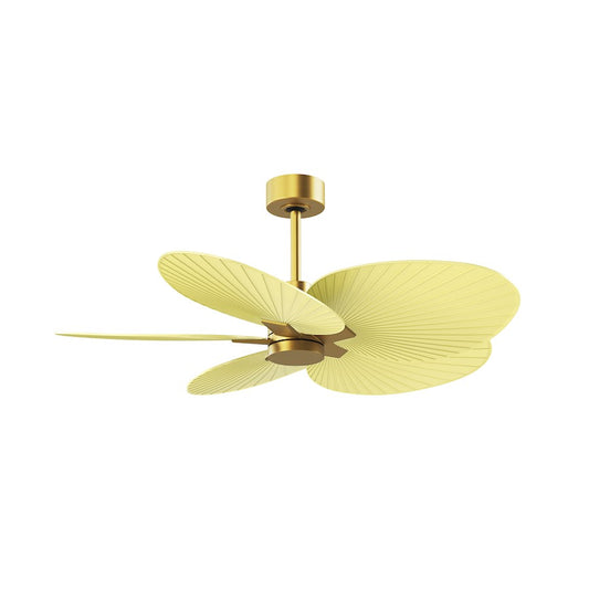 Matthews Fans Alessandra Tropical 48in 5-Blade Ceiling Fan | Transitional Brushed Brass and Light Yellow ABS Blades | Covered | Model AKTP-BRBR-YE