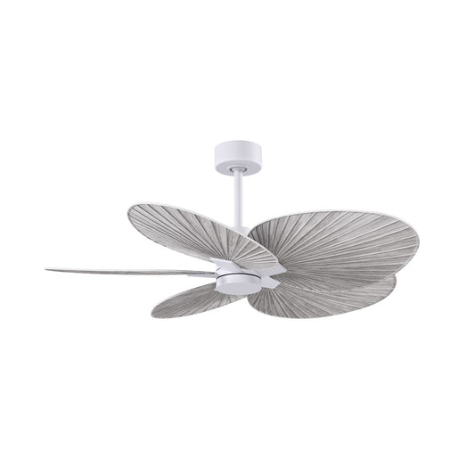 Matthews Fans Alessandra Tropical 48in 5-Blade Ceiling Fan | Transitional Matte White and Barn Wood ABS | Covered Patio & Large | Model AKTP-MWH-BW