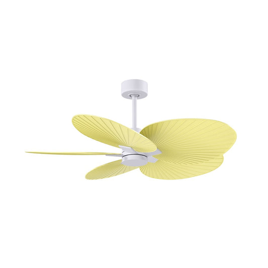 Matthews Fans Alessandra Tropical 48in 5-Blade Ceiling Fan | Transitional Matte White and Light Yellow ABS | Covered Patio | Model AKTP-MWH-YE