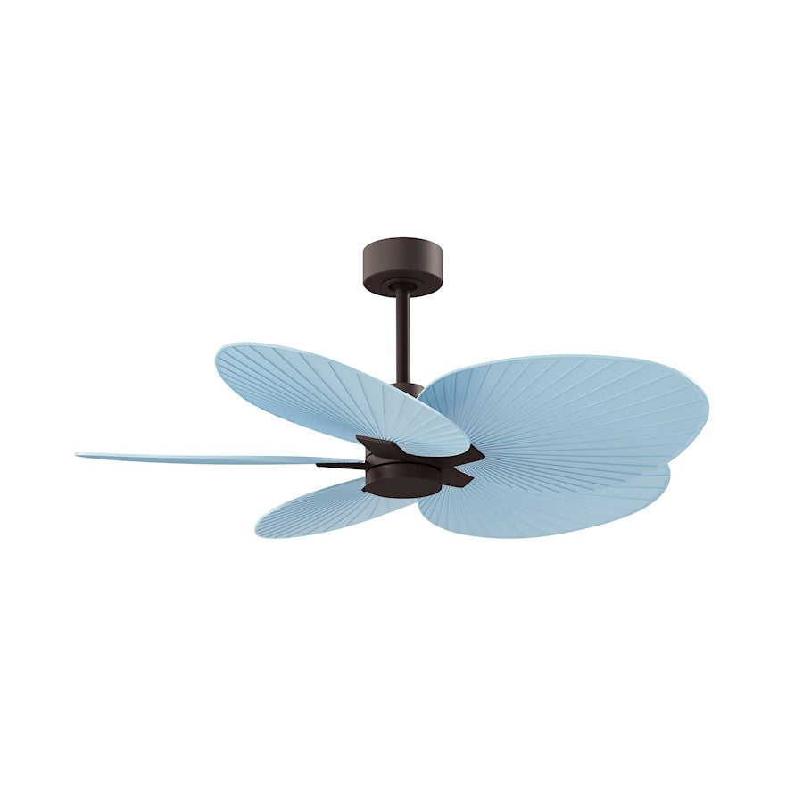 Matthews Fans Alessandra Tropical 48in 5-Blade Ceiling Fan | Transitional Textured Bronze and Light Blue ABS | Covered Patio | Model AKTP-TB-BL