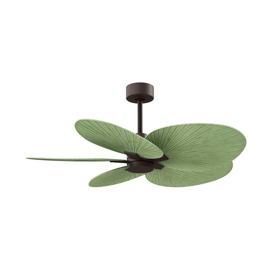 Matthews Fans Alessandra Tropical 48in 5-Blade Ceiling Fan | Transitional Textured Bronze and Palm Leaf ABS | Covered Patio | Model AKTP-TB-PL