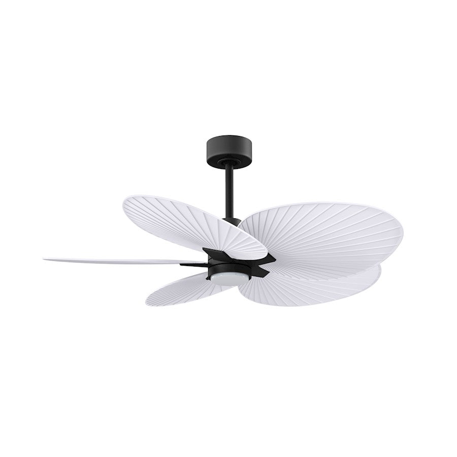 Matthews Fan Alessandra Tropical 48in 5-Blade Ceiling Fan | Transitional Matte Black and Matte White ABS Blades | Covered Patio | Model AKTPLK-BK-MWH
