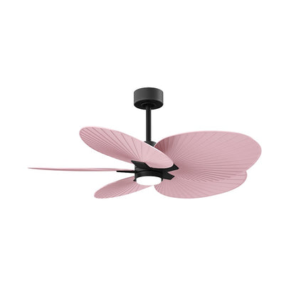 Matthews Fan Alessandra Tropical 48in 5-Blade Ceiling Fan | Transitional Matte Black and Light Pink ABS Blades | Covered Patio | Model AKTPLK-BK-PI