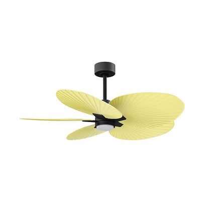 Matthews Fan Alessandra Tropical 48in 5-Blade Ceiling Fan | Transitional Matte Black and Light Yellow ABS | Covered Patio & Open | Model AKTPLK-BK-YE