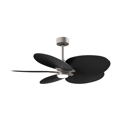 Matthews Fan Alessandra Tropical 48in 5-Blade Ceiling Fan | Transitional Brushed Nickel and Matte Black ABS | Covered Patio | Model AKTPLK-BN-BK