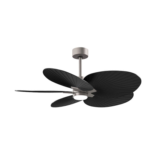 Matthews Fan Alessandra Tropical 48in 5-Blade Ceiling Fan | Transitional Brushed Nickel and Matte Black ABS | Covered Patio | Model AKTPLK-BN-BK