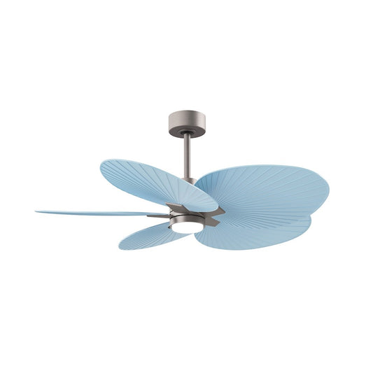 Matthews Fans Alessandra Tropical 48in 5-Blade Ceiling Fan | Brushed Nickel and Light Blue ABS Blades | Covered Patio & Living | Model AKTPLK-BN-BL