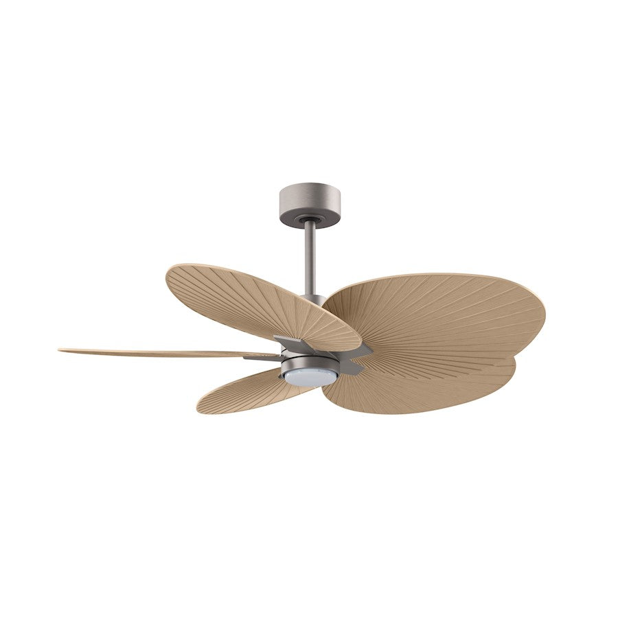 Matthews Fans Alessandra Tropical 48in 5-Blade Ceiling Fan | Transitional Brushed Nickel and Light Maple Tone ABS | Covered | Model AKTPLK-BN-LM