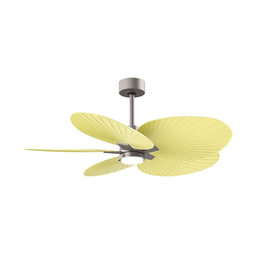 Matthews Fans Alessandra Tropical 48in 5-Blade Ceiling Fan | Brushed Nickel and Light Yellow ABS Blades | Covered Patio & Large | Model AKTPLK-BN-YE