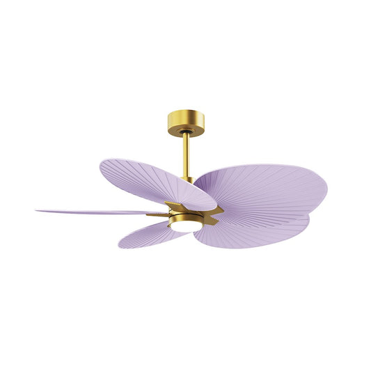 Matthews Fans Alessandra Tropical 48in 5-Blade Ceiling Fan | Transitional Brushed Brass and Lilac ABS Blades | Covered Patio | Model AKTPLK-BRBR-LI