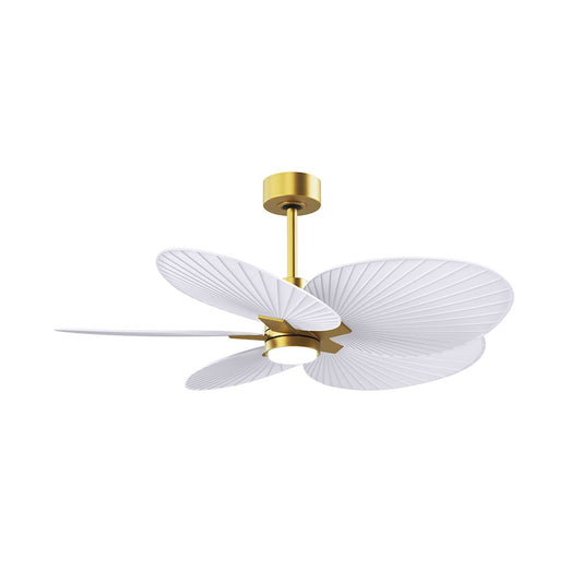 Matthews Fans Alessandra Tropical 48in 5-Blade Ceiling Fan | Brushed Brass and Matte White ABS Blades | Covered Patio | Model AKTPLK-BRBR-MWH