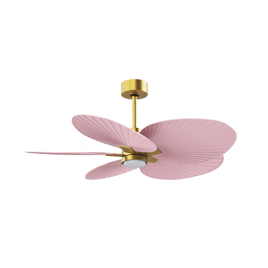 Matthews Fans Alessandra Tropical 48in 5-Blade Ceiling Fan | Brushed Brass and Light Pink ABS Blades | Covered Patio & Outdoor | Model AKTPLK-BRBR-PI