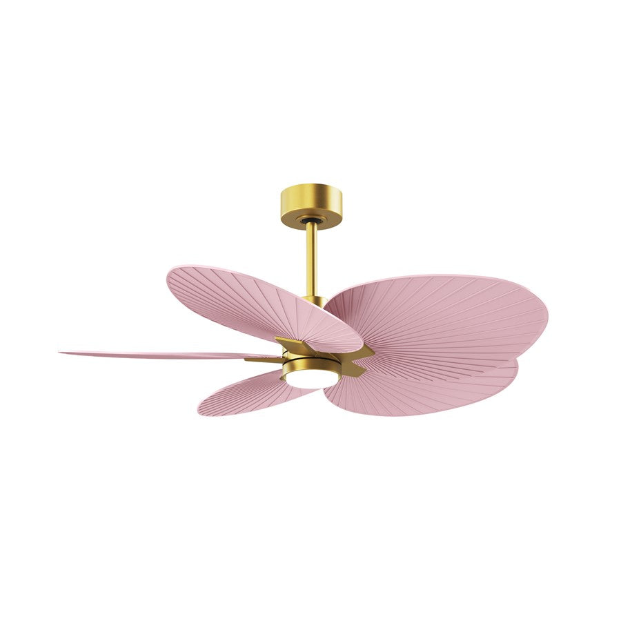 Matthews Fans Alessandra Tropical 48in 5-Blade Ceiling Fan | Brushed Brass and Palm Leaf ABS Blades | Covered Patio & Outdoor | Model AKTPLK-BRBR-PL