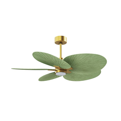 Matthews Fans Alessandra Tropical 48in 5-Blade Ceiling Fan | Brushed Brass and Palm Leaf ABS Blades | Covered Patio & Outdoor | Model AKTPLK-BRBR-PL
