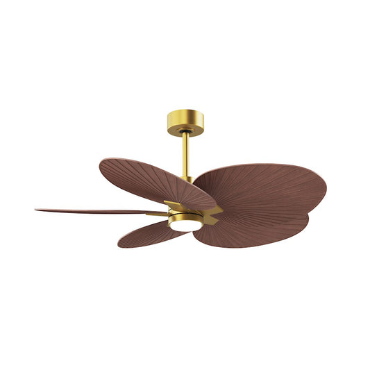 Matthews Fans Alessandra Tropical 48in 5-Blade Ceiling Fan | Brushed Brass and Walnut Tone ABS Blades | Covered Patio | Model AKTPLK-BRBR-WN