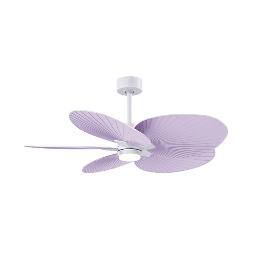 Matthews Fans Alessandra Tropical 48in 5-Blade Ceiling Fan | Transitional Matte White and Lilac ABS Blades | Covered Patio | Model AKTPLK-MWH-LI