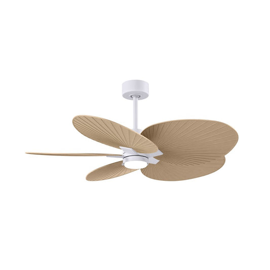 Matthews Fans Alessandra Tropical 48in 5-Blade Ceiling Fan | Transitional Matte White and Light Maple ABS Blades | Covered | Model AKTPLK-MWH-LM