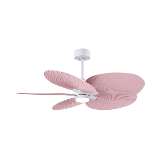 Matthews Fan Alessandra Tropical 48in 5-Blade Ceiling Fan | Transitional Matte White and Light Pink ABS Blades | Covered Patio | Model AKTPLK-MWH-PI