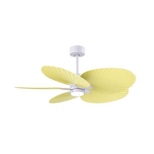 Matthews Fan Alessandra Tropical 48in 5-Blade Ceiling Fan | Transitional Matte White and Light Yellow ABS Blades | Covered | Model AKTPLK-MWH-YE