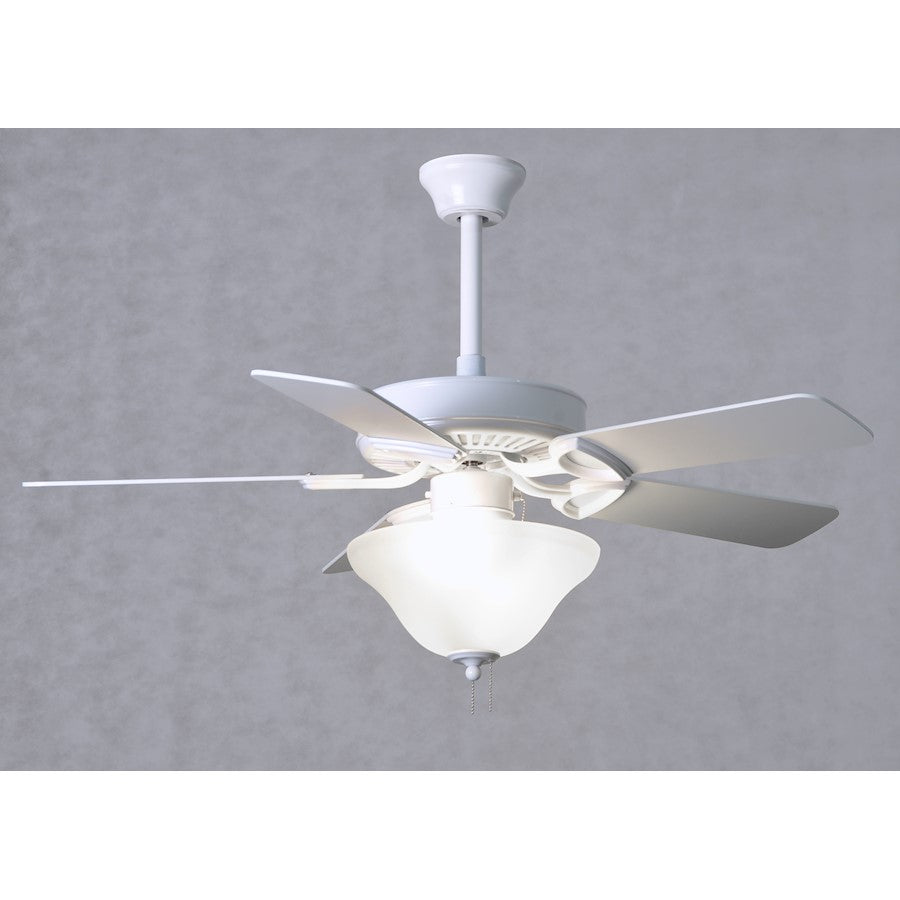 Matthews Fans America 52in 2-Light LED Ceiling Fan | Contemporary Gloss White and Frosted Glass | Living Room & Bedroom | Model AM-TW-WH-52-LK