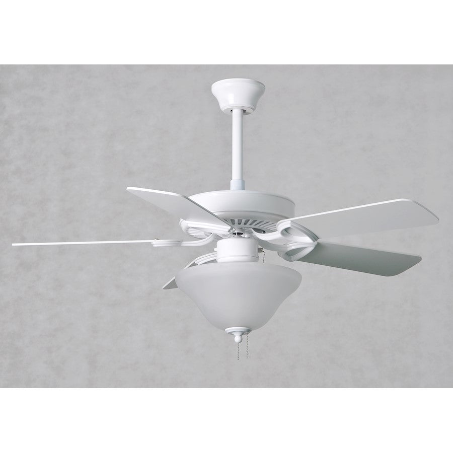 Matthews Fans America 52in 2-Light LED Ceiling Fan | Contemporary Gloss White and Frosted Glass | Living Room & Bedroom | Model AM-TW-WH-52-LK