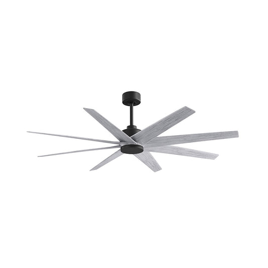 Matthews Fans Ariella 64in 8-Blade Ceiling Fan | Contemporary Matte Black and Barn Wood Tone ABS Blades | Covered Patio & Great | Model AN-BK-BW-64