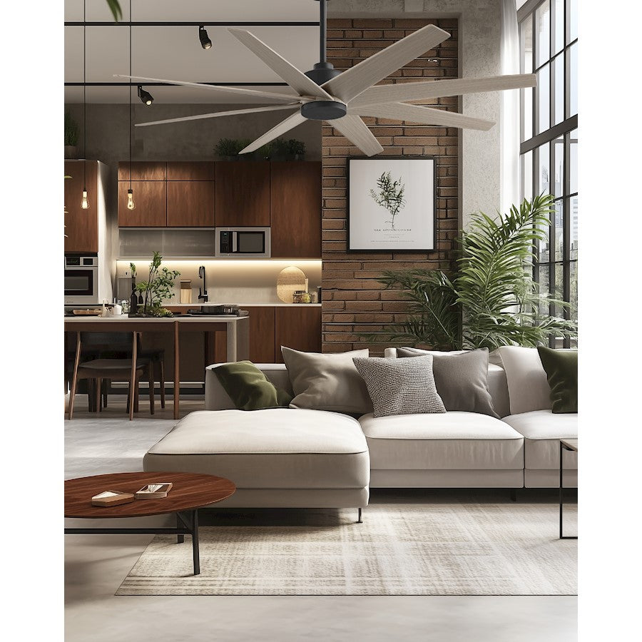 Matthews Fans Ariella 64in 8-Blade Ceiling Fan | Contemporary Matte Black and Gray Ash Tone ABS Blades | Covered Patio & Great | Model AN-BK-GA-64