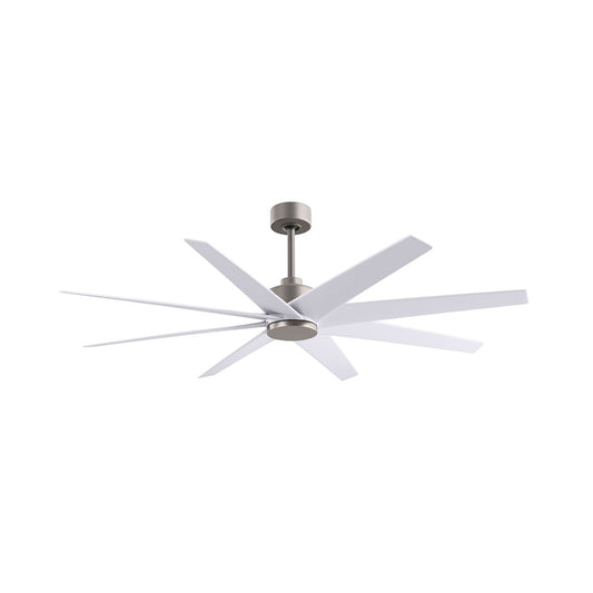 Matthews Fans Ariella 64in 8-Blade Ceiling Fan | Contemporary Brushed Nickel and Matte White ABS | Great Rooms & Covered Patios | Model AN-BN-MWH-64