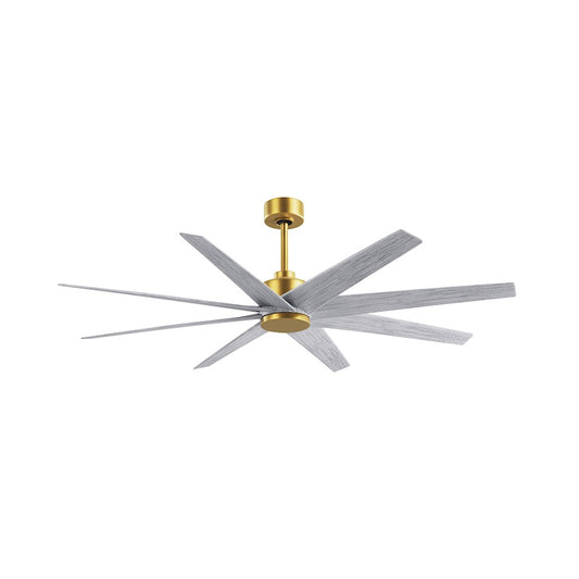 Matthews Fans Ariella 64in 8-Blade Ceiling Fan | Contemporary Brushed Brass and Barn Wood Tone ABS | Great Rooms & Open Living | Model AN-BRBR-BW-64