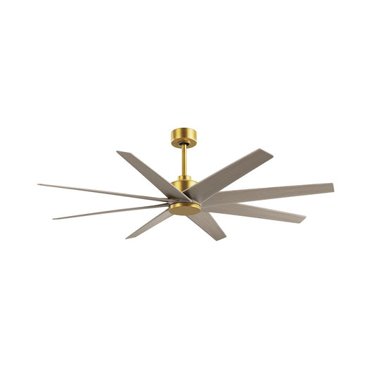 Matthews Fans Ariella 64in 8-Blade Ceiling Fan | Contemporary Brushed Brass and Gray Ash ABS | Great Rooms & Covered Patios | Model AN-BRBR-GA-64