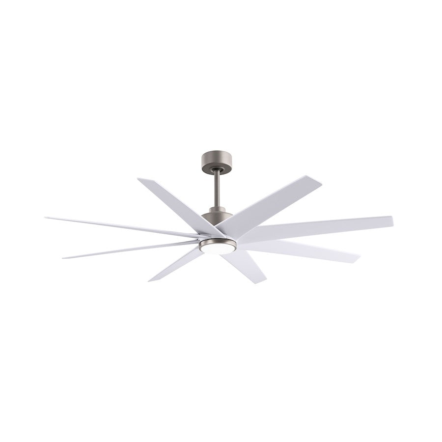 Matthews Fans Ariella 64in 8-Blade Ceiling Fan | Brushed Nickel and Matte White ABS Blades | Great Rooms & Covered Patios | Model ANLK-BN-MWH-64