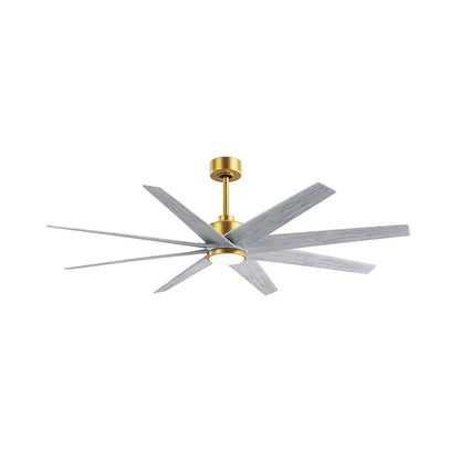 Matthews Fans Ariella 64in 8-Blade Ceiling Fan | Contemporary Brushed Brass and Barn Wood ABS | Great Rooms & Open Living | Model ANLK-BRBR-BW-64