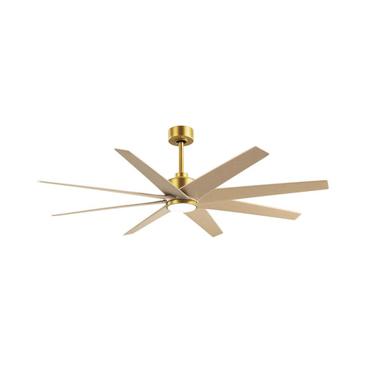 Matthews Fans Ariella 64in 8-Blade Ceiling Fan | Contemporary Brushed Brass and Light Maple ABS | Great Rooms & Open Living | Model ANLK-BRBR-LM-64
