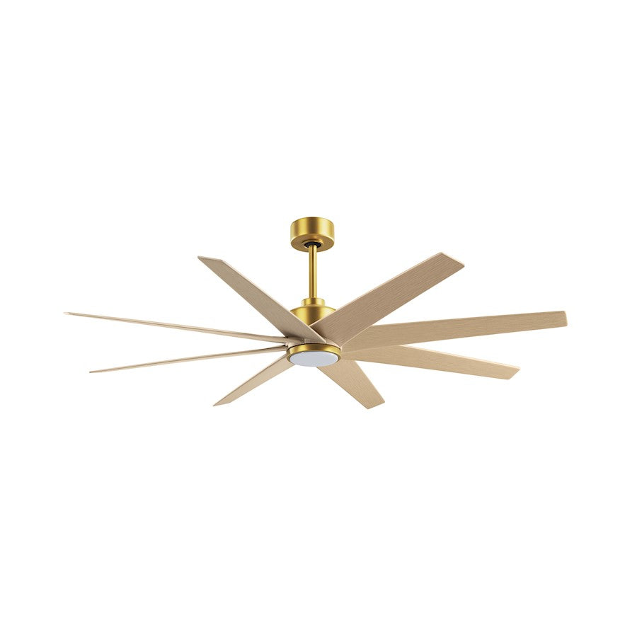 Matthews Fans Ariella 64in 8-Blade Ceiling Fan | Contemporary Brushed Brass and Light Maple ABS | Great Rooms & Open Living | Model ANLK-BRBR-LM-64