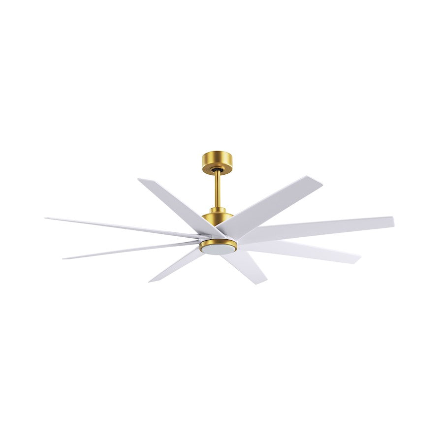 Matthews Fans Ariella 64in 8-Blade Ceiling Fan | Contemporary Brushed Brass and Matte White ABS | Great Rooms & Open Living | Model ANLK-BRBR-MWH-64