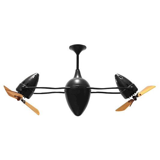 Matthews Fan Company Ar Ruthiane 48in Rotational Ceiling Fan | Black Mahogany Blades | Indoor & Covered Patio | 48 x 12 x 12 in | Model AR-BK-WD