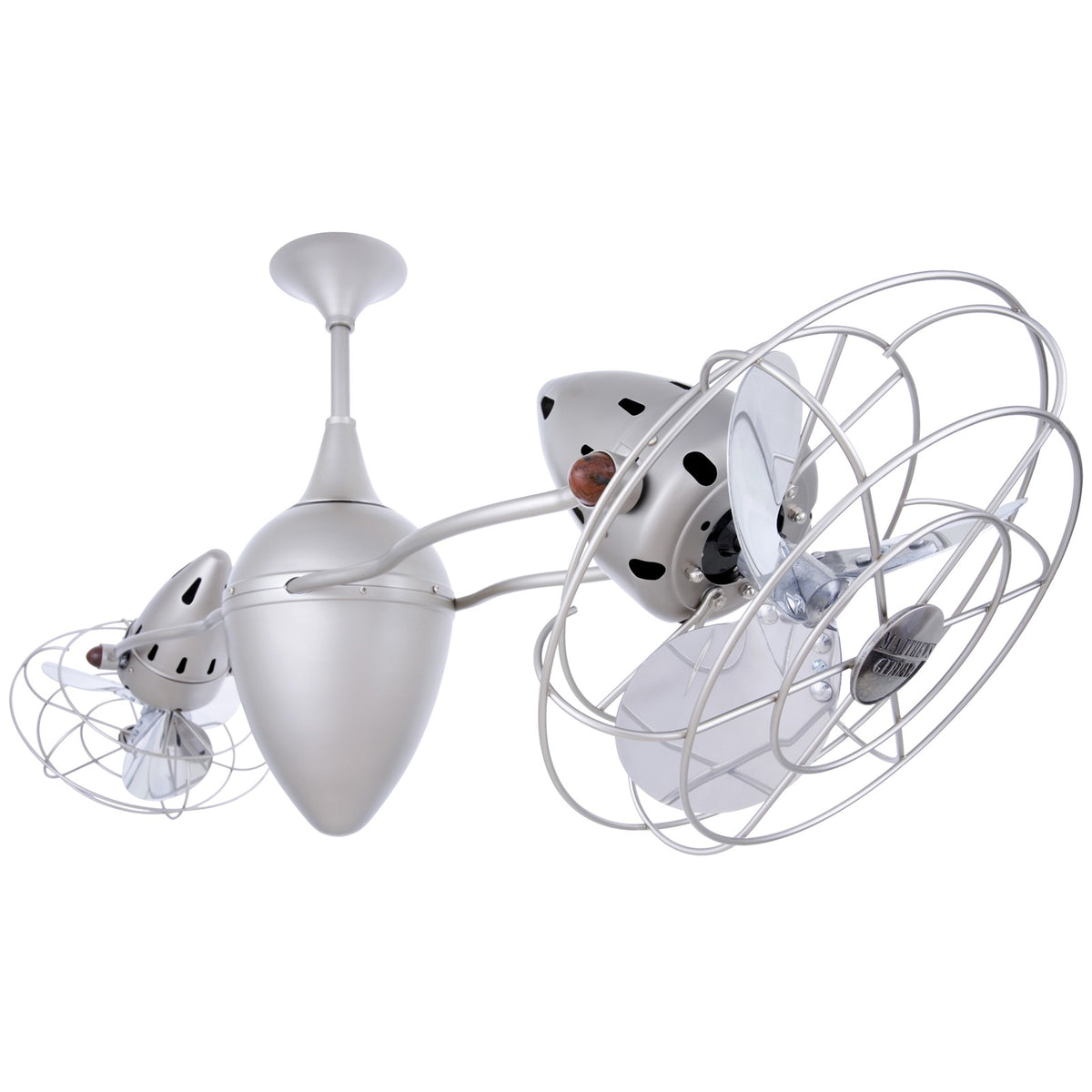 Matthews Fan Company Ar Ruthiane 48in Rotational Ceiling Fan | Brushed Nickel Metal Blades | Indoor & Covered Patio | Model AR-BN-MTL-DAMP