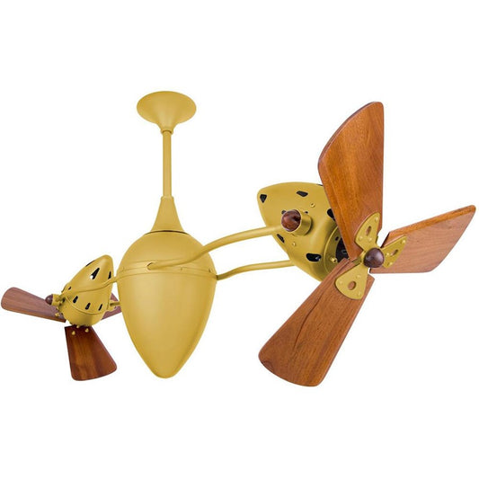 Matthews Fan Company Ar Ruthiane 48in Ceiling Fan | Brushed Brass and Mahogany Wood | Damp Rated for Covered Patio | Model AR-BRBR-WD