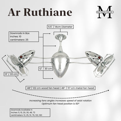 Matthews Fan Company Ar Ruthiane 48in Ceiling Fan | Chrome Metal Blades | Living Room & Bedroom | 46 x 12 x 12 in | Model AR-CR-MTL
